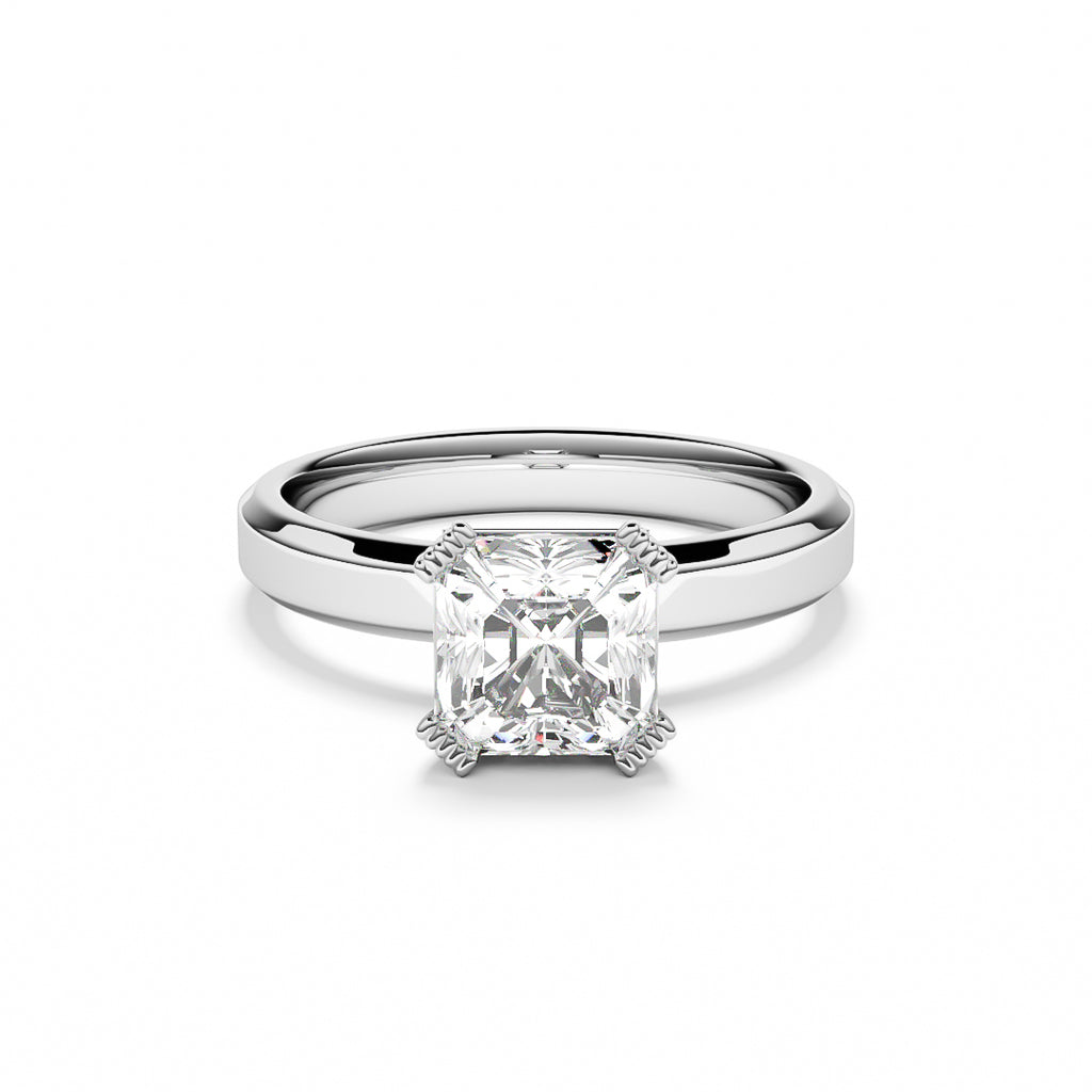 Platinum band with asscher cut diamond