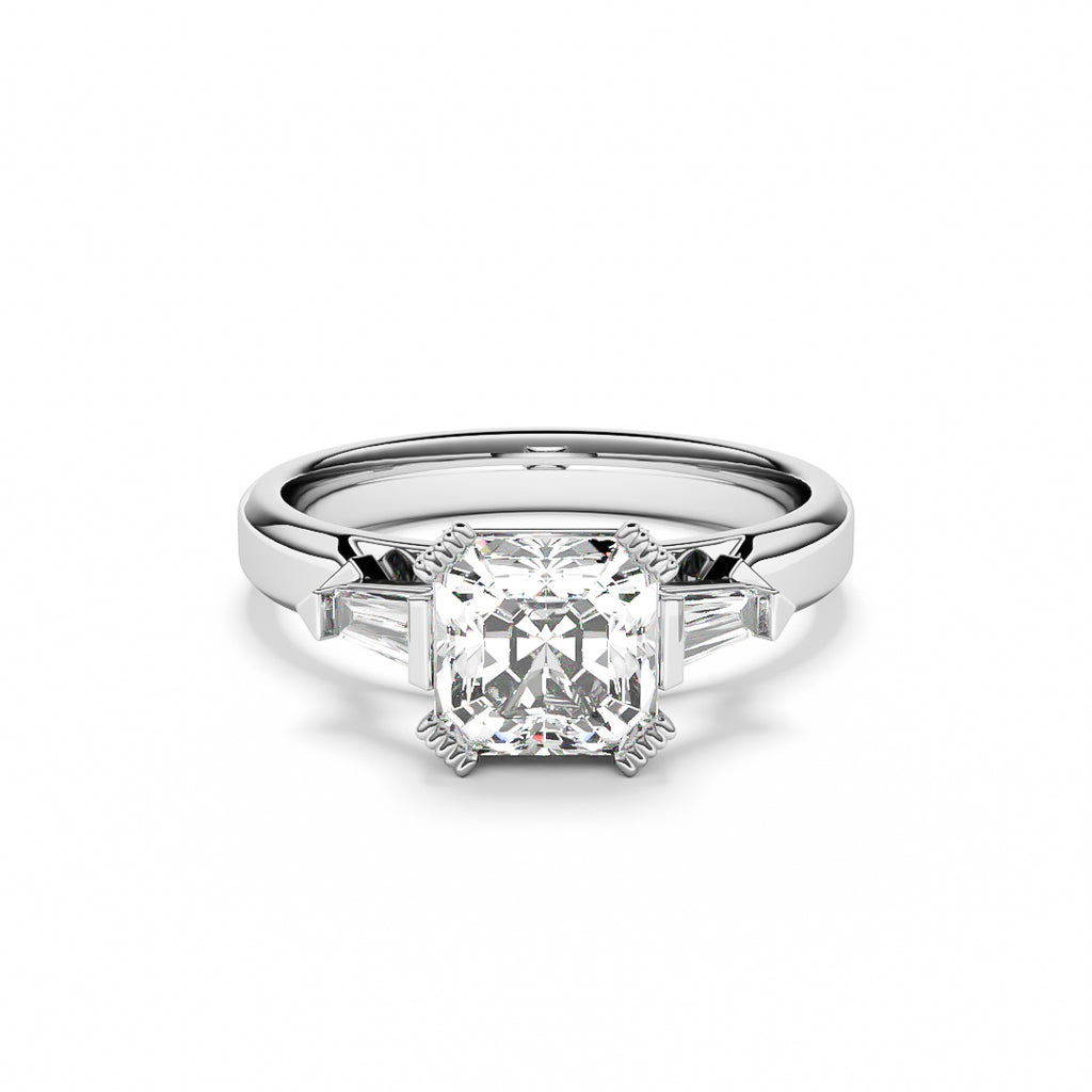 Platinum ring with asscher cut diamonds