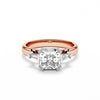 Rose gold ring with asscher cut diamonds